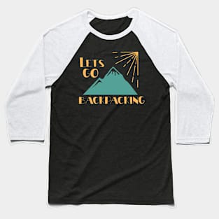 Minimalist Backpacking Mountain Illustration Baseball T-Shirt